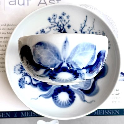 特賣-德國 MEISSEN 梅森 瓷器 巴黎系列 水墨蘭花 中式 茶杯碟手繪歐式