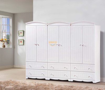 ☆[新荷傢俱] Y 167 ☆瑪莎法式衣櫃一件組 (2.7尺) 白色歐式衣櫥 白色衣櫃
