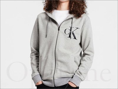 Calvin Klein CK 卡文克萊 特價 純棉 灰色休閒外套 柔軟拉鍊外套夾克連身帽T XL號 愛Coach包包
