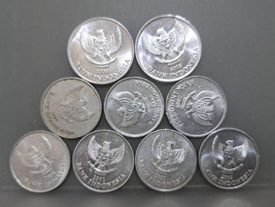 幣608 印尼2003年200盧比+99.00.01.02.03.04.05年100盧比硬幣 共9枚