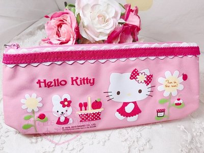 ♥小公主日本精品♥Hello kitty 凱蒂貓 兔兔花朵拉鍊筆袋鉛筆盒化妝包收納包62047807