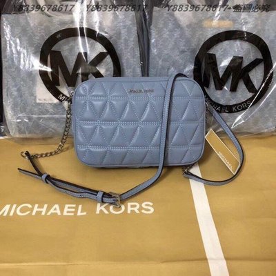 美國代購MICHAEL KORS MK包  新款藍色菱格小方包  輕奢時尚