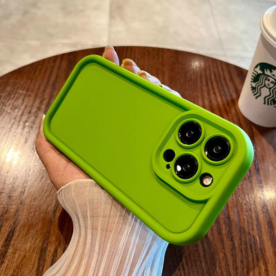 新品·高級感芥末綠適用iphone14pro蘋果13手機殼15純色11pro膚感13prom