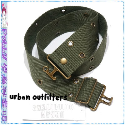 ☆POLLY媽☆Urban Outfitters army belt軍綠帆布S腰帶/腰封~㊚㊛可用