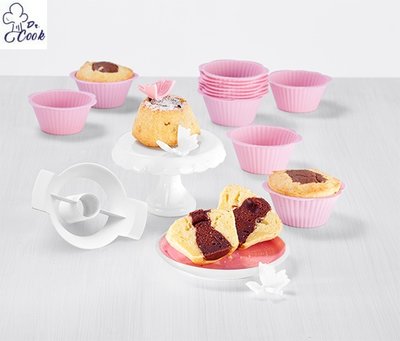 全新 Dr Cook 花邊烘焙蛋糕鬆餅杯 - 100% 出口歐洲食品級矽膠 一組12入 粉紅色