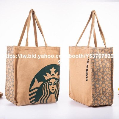 現貨熱銷-星巴克手提袋Starbucks2022新款 星巴克帆布包 手提袋 手拎袋子 大容量 飯盒袋 便當腋下包包-淘淘