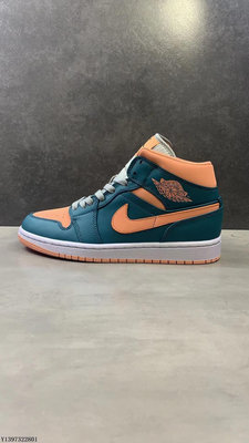 Nike休閒鞋Wmns Air Jordan 1 Mid 時尚 藍綠 中筒喬丹 一代AJ1