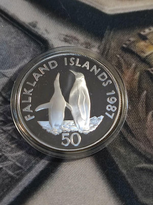 1987福克蘭群島企鵝精制銀幣40453