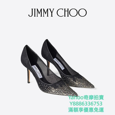 高跟鞋[12期免息]JIMMY CHOO/LOVE 85 女士漸變水晶飾黑色網布高跟鞋