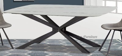 【N D Furniture】台南在地家具-米字烤漆黑腳架岩板桌板180cm岩板餐桌/6尺岩板桌GH