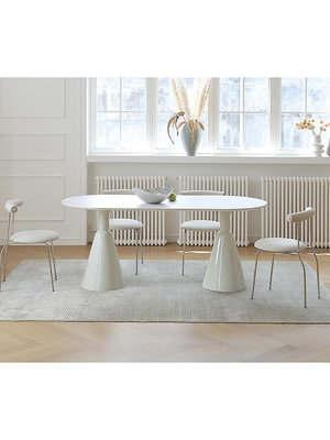 莫語MOYU/ 復古輕法式奶油風圣杯餐桌網紅現代簡約家用巖板餐桌椅熱心小賣家