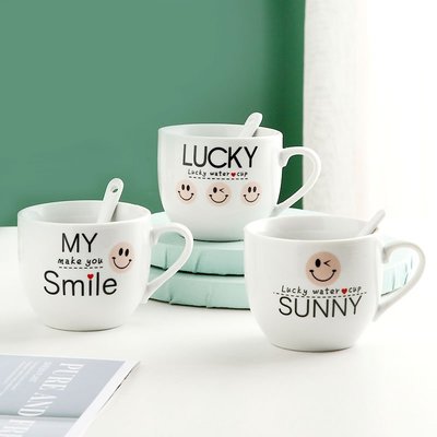 馬克杯創意個性陶瓷牛奶杯茶杯家用咖啡杯子情侶喝水帶勺杯子茶缸現貨 正品 促銷