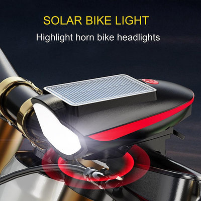 Ay-led 自行車燈可充電自行車頭燈帶喇叭高亮度防水 3 種照明模式太陽能公路自行車燈