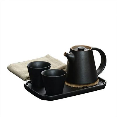 日式和風鐵釉快客杯茶具套裝茶壺茶杯黑陶方形茶盤幹泡盤（2人份組） 新台幣：1.168 元