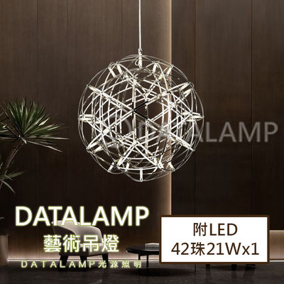 【LED.SMD】(全H2032)附LED-42珠21Wx1雙燈珠 暖白光 不鏽鋼 線長 900mm藝術吊燈 適用於客廳