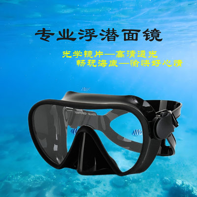 高清潛水鏡泳鏡成人款防霧大框潛水鏡護鼻一體潛水鏡面鏡/罩-萬物起源