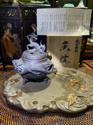 日本回流名家精品之作、和云造日本銅香爐蠟型鑄銅薰香爐有使