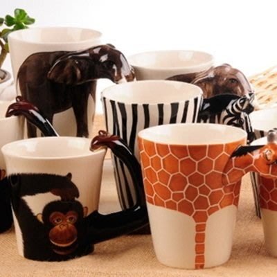 馬克杯 彩繪咖啡杯-3D立體動物造型陶瓷水杯4色72ax3[獨家進口][巴黎精品]