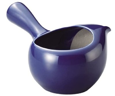 12339A 日本製 限量品 陶瓷手工製 藍釉分茶壺側把分茶器濾網茶壺陶壺茶葉過濾壺陶壺泡茶用具收藏品送禮禮品