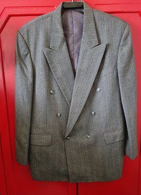 【DAKS】冷灰色羊毛(100%)雙排扣西裝外套 52號