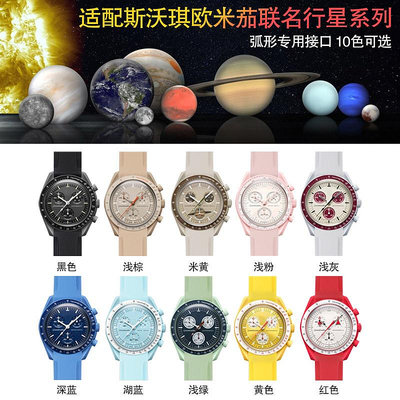 代用錶帶 鋼帶 皮錶帶 適配于歐米茄聯名斯沃琪行星系列手錶帶弧口柔軟OMEGA SWATCH錶帶