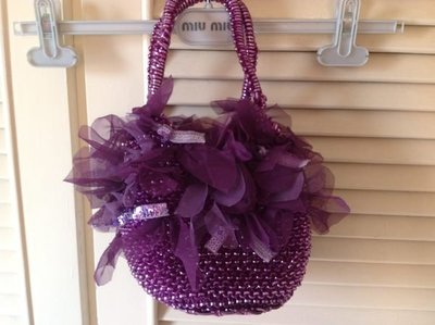 日本OL粉領高檔品牌【FRAGILE】紫色PVC編織晚宴手袋