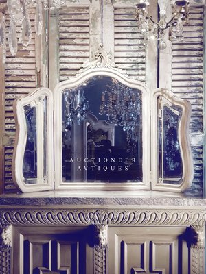 【拍賣師古董市集】歐洲古董1930年代法國洛可可三面鏡(已售)