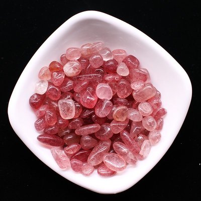 天然水晶碎石 天然草莓晶水晶碎石擺件魚缸紅色石頭花盆裝飾礦石廢料
