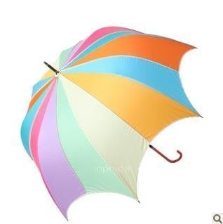 INPHIC-荷葉邊彩虹公主傘 晴雨傘 彎柄傘 夏季彩虹傘