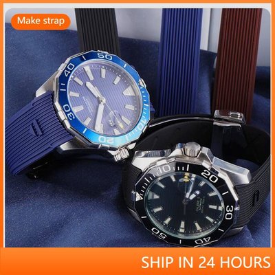 適用於 TAG Heuer 錶帶 22mm Aquaracer300 系列矽膠錶帶適用於防水矽橡膠折疊扣錶帶
