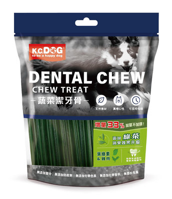 汪旺來【】K.C.DOG蔬菜六角潔牙骨G31-3葉綠素+雞肉(長支20支入)狗狗潔牙骨/六星潔牙棒