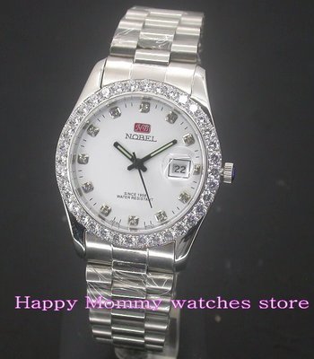 【幸福媽咪】NOBEL 諾貝爾錶 公司貨 水晶不刮傷鏡面-白面 蠔式男錶 N6201M