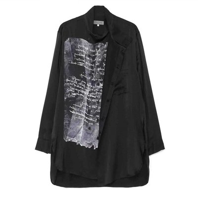 【全新現貨】山本耀司襯衫yohji Yamamoto22AW歌詞印花上衣雙層側扣長袖襯衣