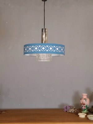 【卡卡頌  歐洲古董】1960s 比利時 飛碟 立體厚實雕刻玻璃 吊燈 後現代燈 工業燈 歐洲老件 l0476 ✬