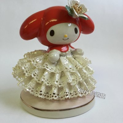 [Kitty 旅遊趣] My Melody 陶瓷玩偶 美樂蒂 日本製 名古屋手工限量 蕾絲花邊蓬蓬裙超精緻 精品