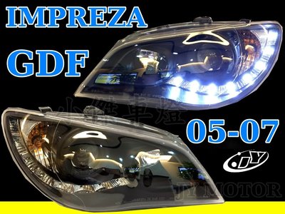 小傑車燈--新 IMPREZA 05 06 07 年 豬鼻 GDF LED 黑框 R8 DRL 大燈 頭燈 特價