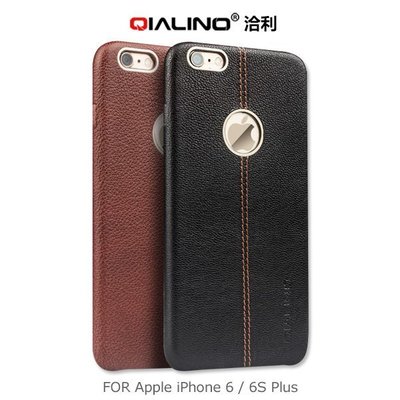 【西屯彩殼】QIALINO 洽利 Apple iPhone 6S / 6S Plus 鹿皮紋縫線款真皮背套