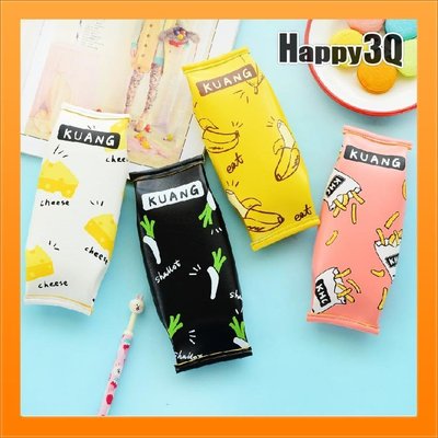 韓系創意零食筆袋鉛筆盒鉛筆袋文具袋香蕉起司綠蔥薯條印花-黃/白/黑/粉【AAA3820】