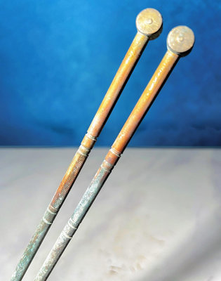 日本舶來品金工銅火筷 銅火箸 碳夾 風爐炭爐火缽用火筷 整體886