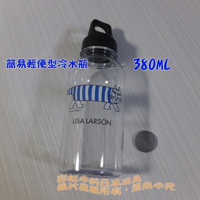藍色款 非美品 BOSS咖啡限定 Lisa Larson 麗莎羅森 條紋貓 簡易 透明 水瓶 水壺 380ML