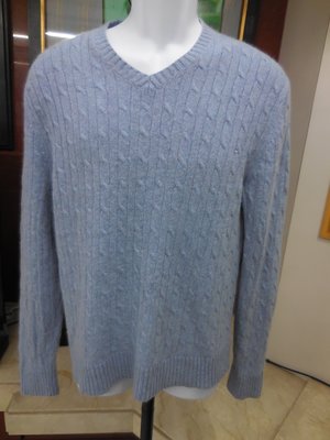 (二手)香蕉共和國 BANANA REPUBLIC粉藍色V領針織羊毛混紡毛衣 (美版M)