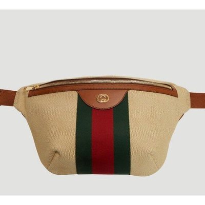 GUCCI Vintage Belt Bag 復古 帆布 拼接 皮革 腰包 胸口包 575082