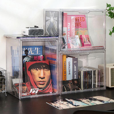 專輯收納盒透明漫畫放pb的架子置物陳列柜唱片箱亞克力cd展示架