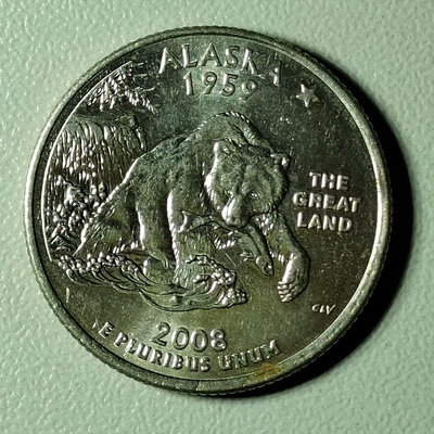 美國2008年25美分阿拉斯加州州幣紀念幣硬幣外國錢幣公園幣22794