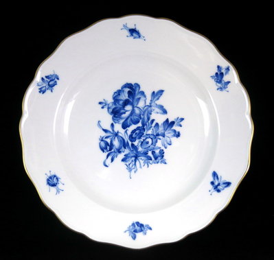 德國麥森Meissen 手繪藍花昆蟲系列大瓷盤