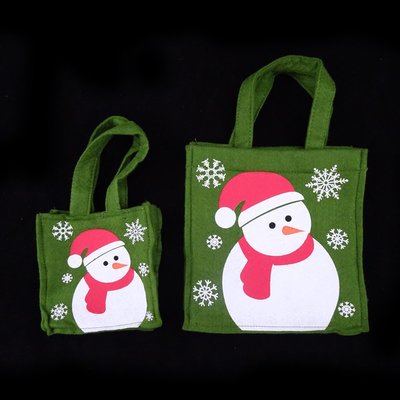 耶誕節聖誕節派對糖果袋 綠色雪人提袋-小