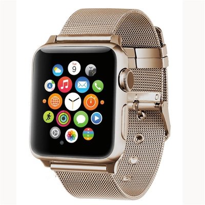 蘋果穿孔米蘭不鏽鋼手錶錶帶 蘋果4代3代2代1代通用錶帶 Apple watch 5代蘋果卡扣是米蘭不鏽鋼錶帶