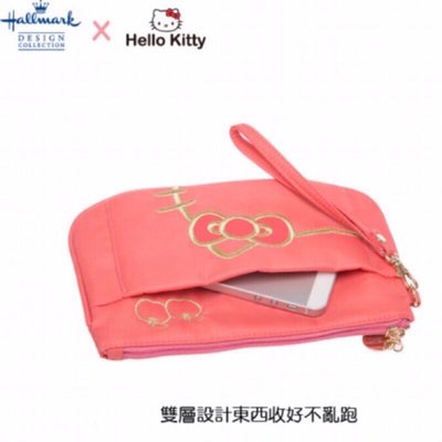 正版 HALLMARK Hello Kitty 蘋果凱蒂 手拿包 手機包 證件包 收納包 零錢包 粉橘色 萬用包