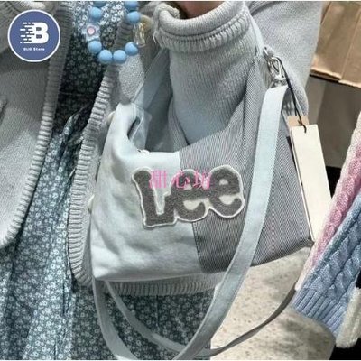 ��BUB��（1-4天寄出 ）韓國代購 Lee 牛仔拼接帆布包 帆布袋 斜背包 餃子包 雲朵包 包包 牛仔 滿599免運