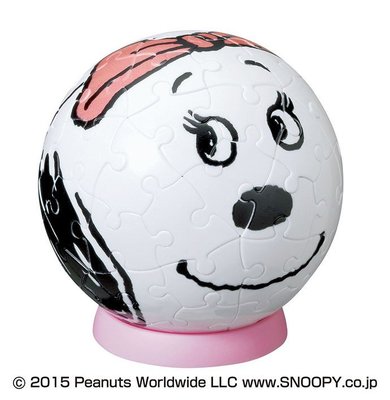 日本正版拼圖．SNOOPY 史努比 60片3D立體塑膠球型絕版拼圖，BTP-002